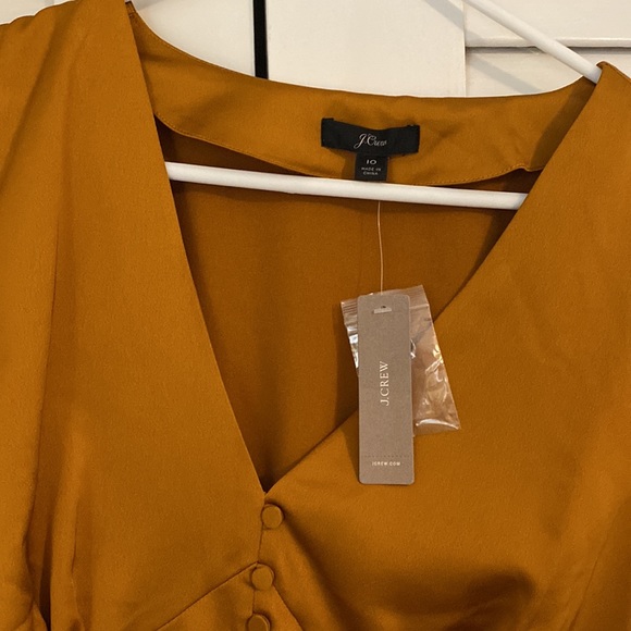 JCrew Silk Golden Yellow Button Detail Long Sleeve Blouse, 10 - Picture 3 of 4